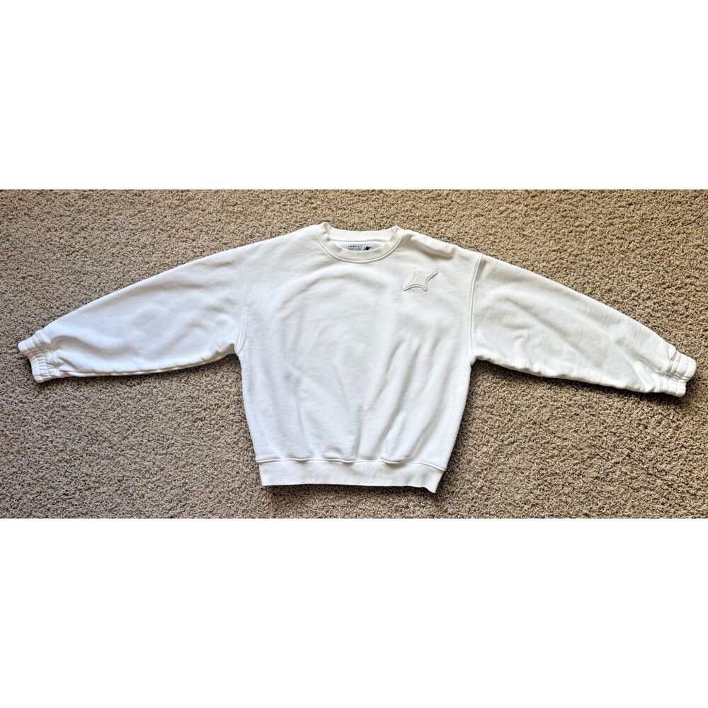 Everknown Core Sweathshirt Cloud White Unisex Size Medium 100% Preshrunk Cotton
